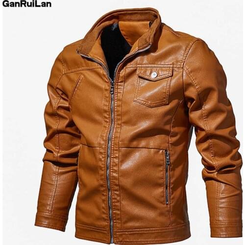 Mens Leather Jacket Motorcycle Casual PU Coats Fashion Jackets Slim Fit PU Coat Men Zipper Solid Male Full Regular Stand B0871