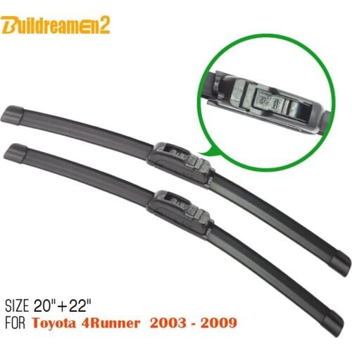 Buildreamen2 For Toyota 4Runner 2003-2009 Car SUV Rubber Soft Windscreen Wiper Blade Frameless Windshield Bracketless Wiper 2Pcs