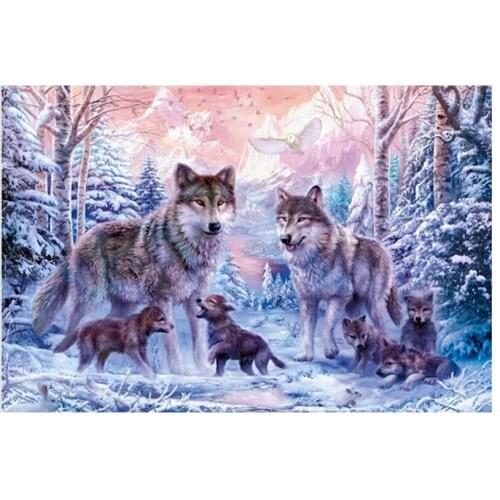 3D Diy Diamond Painting Animal Diamond Cross Stitch Crystal Square Diamond Sets Unfinished Decorative Diamond Embroidery Wolf
