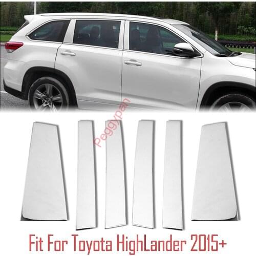 6 Pcs Chrome Window Pillar Strip Cover Trim Stainless Steel Center Pillars Sticker Exactly Fitted For Toyota Highlander 2015-21