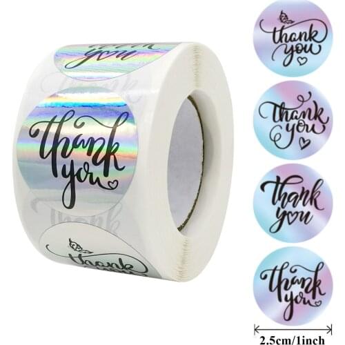 500pcs Rainbow Laser Thank You Stickers for Small Business Sticker Label for Party,Wedding,Greeting Card, Envelope,Gift Wrapping