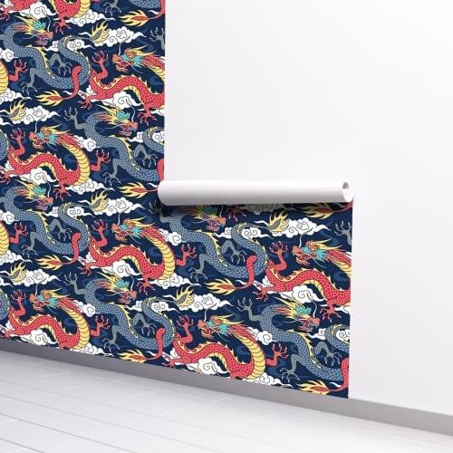 2020 New Released Cloud Dragon Thickened Self-Adhesive Wallpaper for Room Decoration and Furniture Renovation