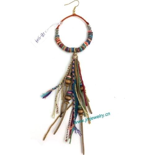 Wholesale handmade Ethnic jewellery vintage dangle earrings with tassel summer style nickel free earrings