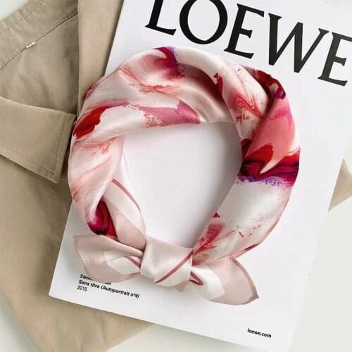 Fashion Silk Hair Scarves Women Bandana Head Scarf For Ladies 53*53cm Square Headband Handkerchief Neck Scarfs 2021 Dropshipping