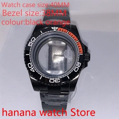 Suitable for NH35 36 Mingzhu2813 Miyata self-winding 40mm transparent black box series, with rotating ceramic black orange bezel
