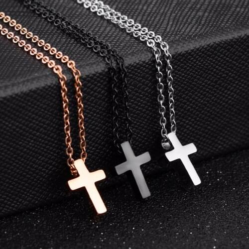 Gold black choose stainless steel Huge Cross Pendant Necklace 18 inch for women Boys Mens Gifts
