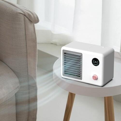 Portable Air Conditioner USB Air Cooler Fan Home Office Desktop 3-Speed Adjustable Cooling Fan with Colorful Light Night