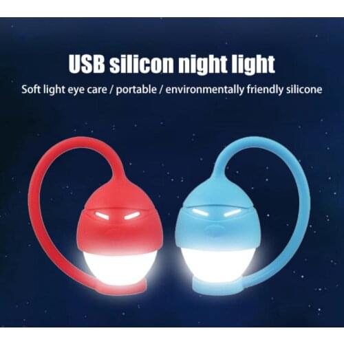 USB Rechargeable portable silicone light bedroom bedside closet lamp led night light cycling lamp camping light warning light
