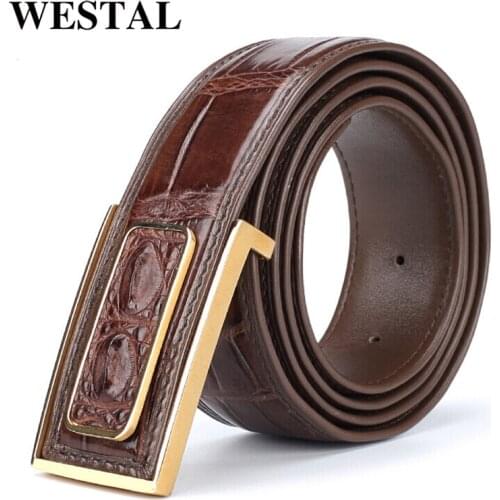 WESTAL Genuine Leather For Men High Quality Black Buckle Jeans Belt Crocoskin Casual Belts Business Belt Cowboy Waistband