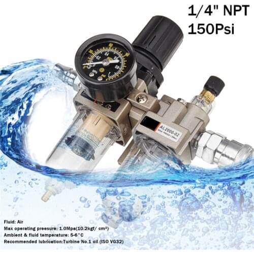 150Psi Manual Drainage Supply Air Pump Air Compressor Oil Filter Regulator Pneumatic Water Separator Two-piece AC2010-02