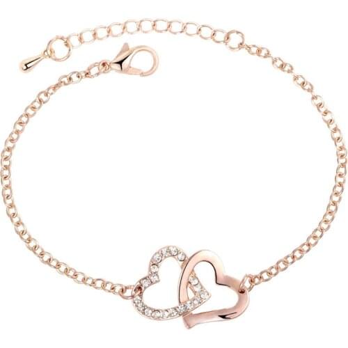 Heart Shape Bracelet Women Bracelets Stainless Steel Couple Jewelry Gift Double Heart Bracelet Christmas Gift