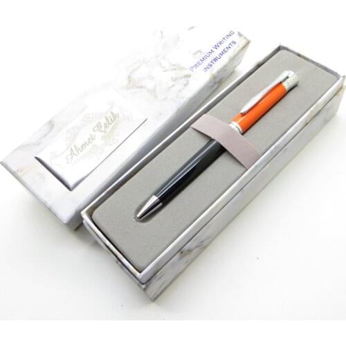 Wings Marble T76 Orange Black Chrome Ballpoint Pen | İsme Special Pen | Gift Pen