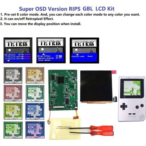 Super OSD Version IPS LCD Retro Pixel Brightness Backlight LCD Kit For GameBoy Light For GBL Console