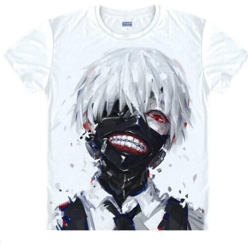 Tokyo Ghoul T-Shirt Ken Kaneki Shirt mens 3D print T-shirts Anime Tees Lovely cute Short Sleeve Mens white summer T-Shirts a