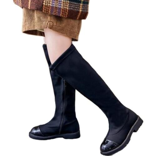 Spring-Fall shoes for baby girls high boots teenage Flat shoes children outwear school party wedding winter velvet inside shoes