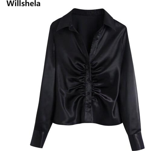 Черные блузки Willshela China At AliExpress