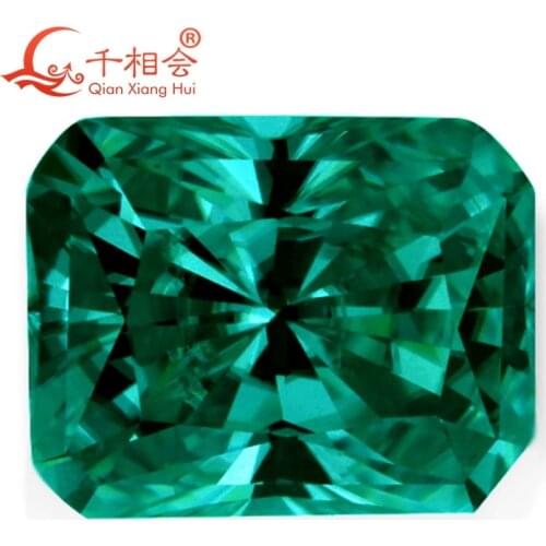 Green color retangle shape radiant cut shape Sic material Moissanite loose stone
