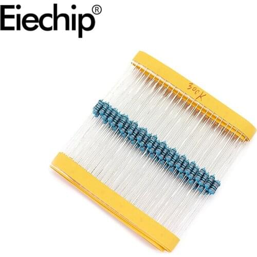 100pcs/lot 1/4W 1% Metal film resistor 0.25W resistance 300K ohm Throught Hole