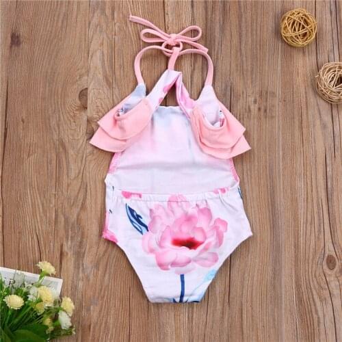 2021 Kids Baby Girls Swimsuit Childrens Halter Style Frenulum Swimwear Ruffle Sleeveless Monokini for Toddler Girl Beachwear