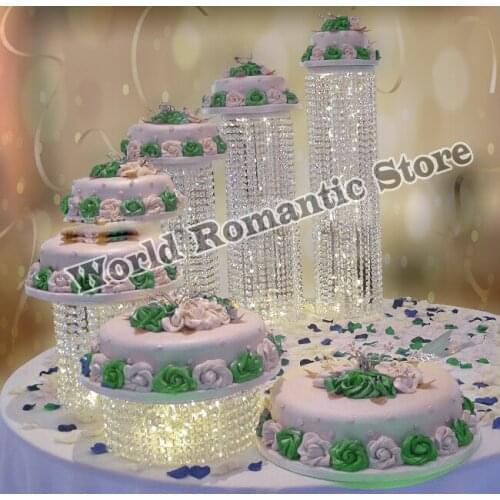 6pcs/set crystal Acrylic Wedding round cake stand Party Props