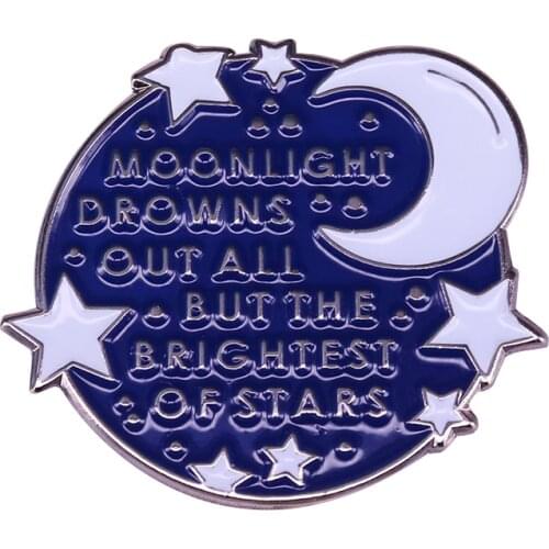 Moonlight stars lapel pin literary quotes brooch bookish jewelry
