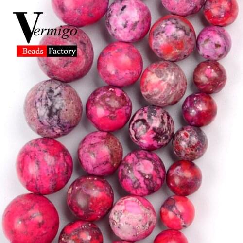 Natural Stone Beads 8mm Fuchisa Sea Sediment Imperial Jaspers Round Beads for Jewelry Making Diy Bracelets Jewellery Accessories