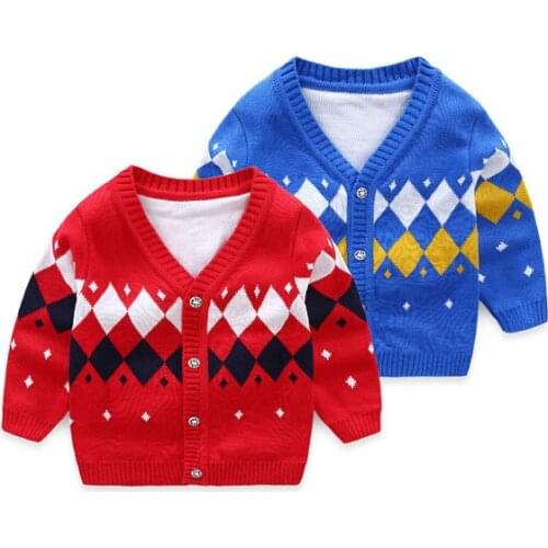Childrens sweater boys cotton v-neck cardigan coat newborn baby sweater