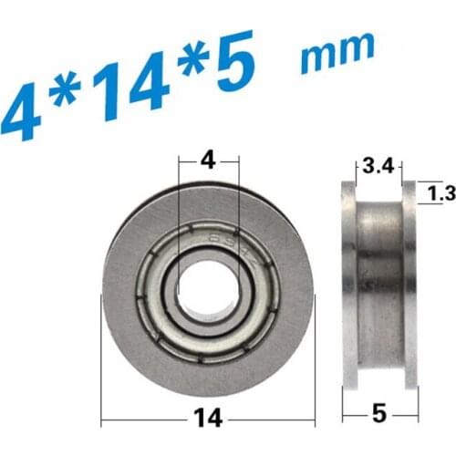 [H0414-5]10PCS/lot minisize 604 694 ball bearing with U/H grooved metal non-standard ball roller pulley with 4*14*5mm 0414HH