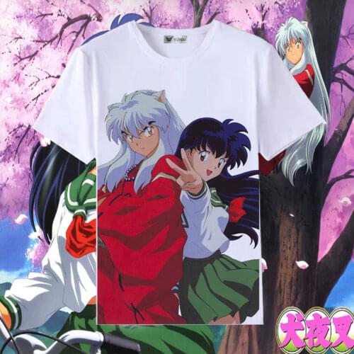 Inuyasha Cosplay T Shirt Japanese Anime Inuyasha Kikyo Kouga Printed Summer T-Shirt Cartoon Top Tee Women/Men tshirt Costume