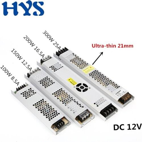 Power Supply DC 12 V 100W 150W 200W 300W Thin Switching Source LED Lighting Transformator AC 220V to DC12V Voltage Converter