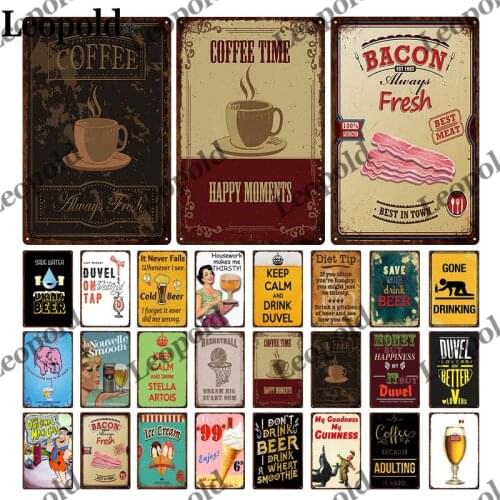 Coffee Metal Plaque Wall Sticker Beer Ice Cream Basketball Picture Tin Label Metal Poster Wall Art Garage Home Decor Accessories