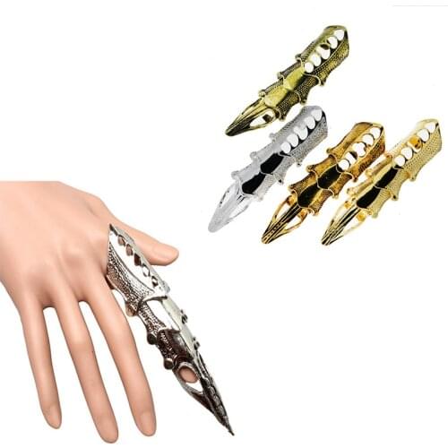 Cosplay Retro Metal Exaggerated Punk Finger Ring Metal Ring Cosplay DIY Ring Decoration For Party Punk Rings 5 colors