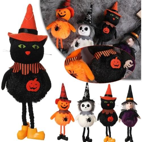 Halloween Doll Bar Decor Pumpkin Ghost Witch Black Cat Pendant Scary Halloween Kids Gift Happy Halloween Party Decor for Home