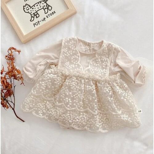 MILANCEL 2021 Autumn Newborn Girls Clothes Long Sleeve Lace Mesh Baby Bodysuit