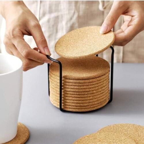 Natural Round Wooden Slip Slice Cup Mat 10PC Coaster Tea Coffee Mug Drinks Holder for DIY Tableware Decor Durable Pad