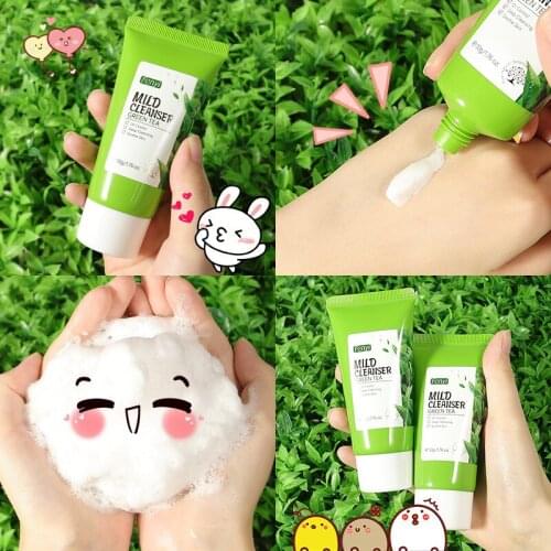 Green Tea Face Cleanser Deep Cleaning Oil Control Plant Essence Moisturizing Shrink Pores Remove Acne Whitening Skin Care