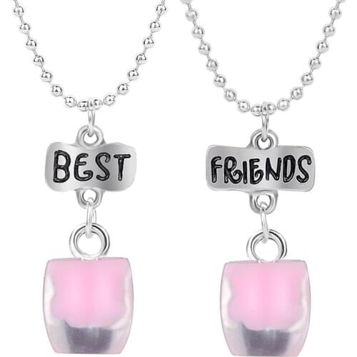 Pink Cat Claw Cup Pendant Necklace For Women Best Friends Children Princess Necklace Gift for Baby Kids Jewelry Choker