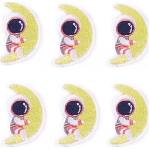 Moon Astronaut Patch Iron On Patches Cartoon Badge Cheap 10PCS Set Patches For Clothing Ornament Handicraft DIY Accessories
