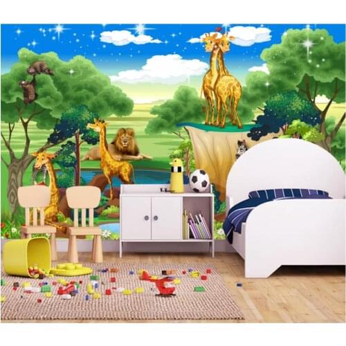 Custom wallpapers for walls 3 d murals wallpaper Animal Park Animal Story Cartoon Childrens Room Kids Room Mural wall papers