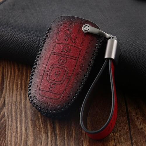Retro New Cool Key cover Genuine leather key case For lincoln MKZ MKC 2017 car key Case Remote Key Shell