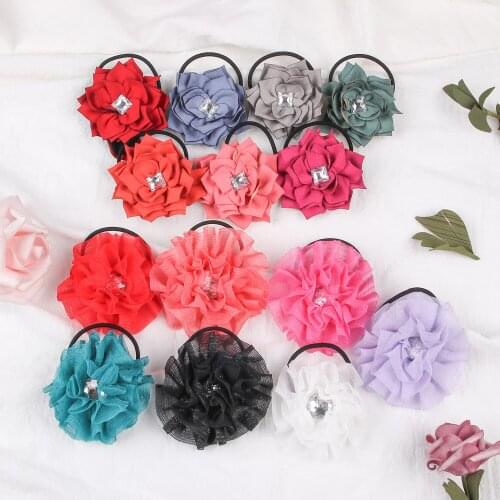 XIMA 1PC Satin Flower Hair Accessories Elastic Hair Bands for Girls Rubber Hairband Ponytail Holder Hair Accessories