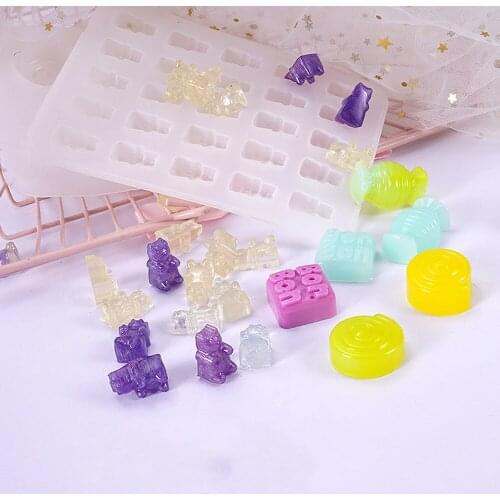 DIY Crystal Epoxy Pendant Mould Full Page Cartoon Doll Pendant Bear Candy Silicone Mould Wholesale