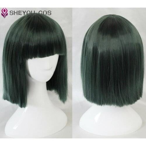 Spirited Away Haku Nigihayami Kohakunushi 35cm Short Green Mixed Cosplay Heat Resistant Synthetic Hair Wigs + Wig Cap