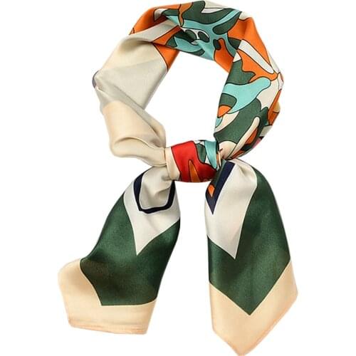 Cute Cartoon Spring Women Silk Scarf Square Headband Design Print Comic Bandanas Wraps Foulard Femme Luxury Hair Ribbon Echarpe