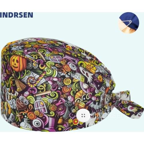 Anime cartoon Printing Surgicals caps adjustable women and men operating work hat Animal laboratory staff work cap scrubs caps