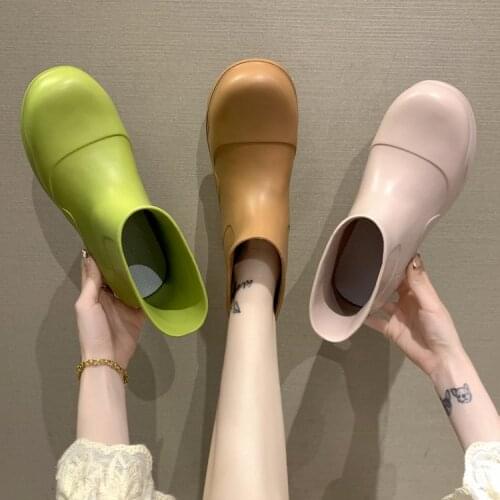 2021 New Brand Women Rain Boots New Rubber Ladies Walking Waterproof Ankle Rainboots Casual Thick Bottom Short Boot