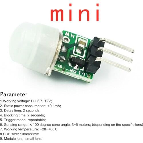 1pcs DC 2.7-12V AM312 PIR Sensor Mini PIR Module Motion PIR Motion Body Human Sensor Detector Module Bracket