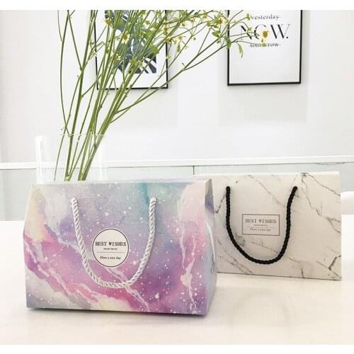 100pcs/lot marble Design Paper Cake Box Chocolate Party Cookies Box Gift Box Hand-held packing box