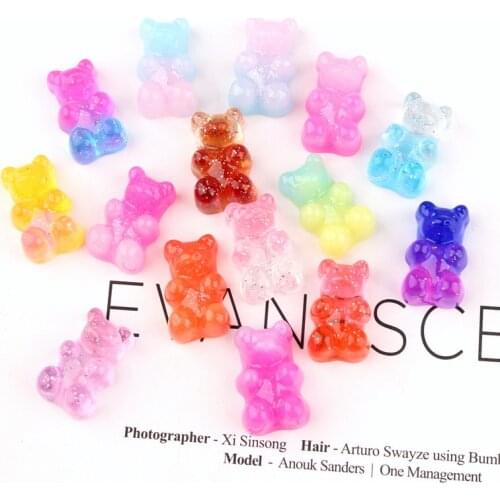 15pcs 12*18mm Resin Cabochons Flatback Gummy Bear Candy Necklace Charms DIY Scrapbooking Embellishment Decoration Craft