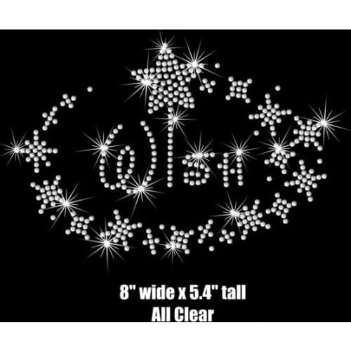 2pc/lot 8" star snow flake for t shirt hot fix rhinestone applique design stone iron on transfer motifs